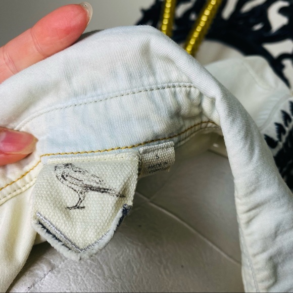 White Crow Light Blue Country Western Style Long Sleeve Snap Button Top - Picture 4 of 6